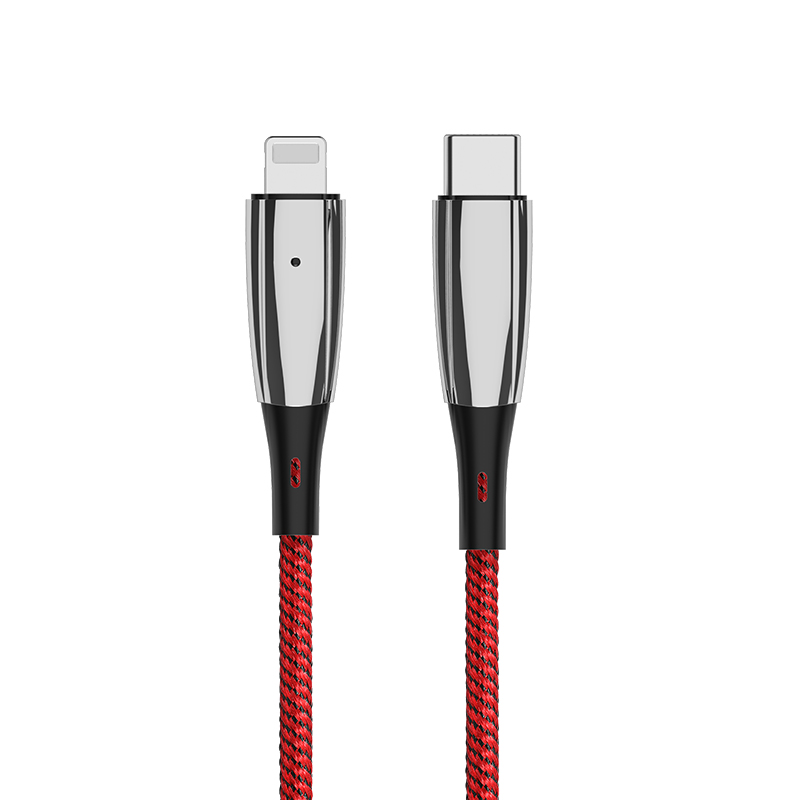 某某3A大电流PD快充Type-C-to-Lightning智能LED锌合金编织数据线