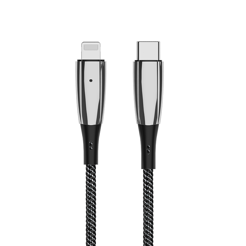 某某3A大电流PD快充Type-C-to-Lightning智能LED锌合金编织数据线